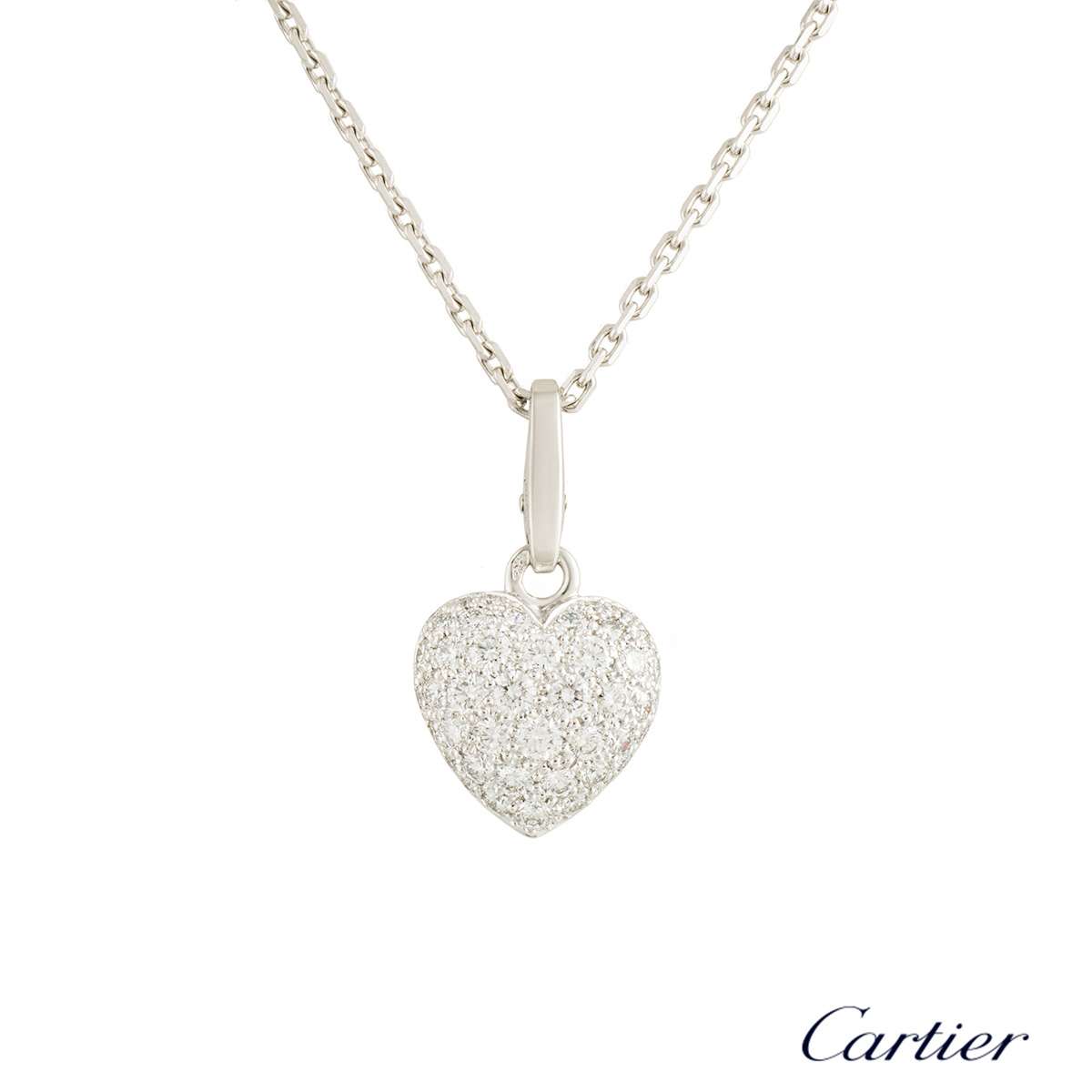 cartier pave diamond heart pendant